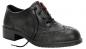 Preview: The shoe is a black, elegant leather half-shoe with a low heel. It has laces and decorative embossings on the side. The sole is sturdy and slip-resistant.