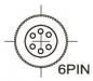 Preview: Das Bild zeigt einen runden Stecker mit sechs Pins in der Mitte. Um den Stecker verläuft ein gewellter Rand. Unterhalb steht die Beschriftung ?6PIN?.