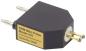 Preview: Das Bild zeigt einen kleinen, sechseckigen, schwarzen Mini-Sensor mit zwei Metallstiften an der Oberseite und einem runden Anschluss an der Unterseite. Eine goldene Plakette trägt die Aufschrift ?SRM Mini Probe Model 410?.