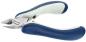 Preview: The image shows a nail clipper with an ergonomic handle. The handle is blue and has a white, non-slip surface. The blades are made of silver metal and are sharp.