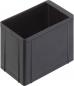 Preview: The image shows a rectangular, black plastic box without a lid. It has smooth walls with slight indentations and is sturdy. The corners are right-angled and the edges are slightly flattened.