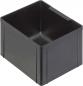 Preview: It is a black, square plastic box without a lid. The walls are flat and tall, with a smooth surface. It has a practical handle on one side.