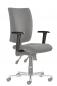 Preview: The chair is ergonomically designed, with gray upholstery and a high backrest. It has black armrests and an adjustable seat. The base is made of metal with casters.