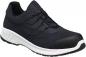 Preview: The shoe is a black sports or safety shoe with laces. It has a sturdy, rubberized toe and a white sole that provides good cushioning. The surface is textured and breathable.