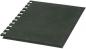 Preview: The image shows a green, square notebook with a textured surface. It has a ring binder on the side, which allows for easy removal or addition of pages.
