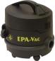 Preview: The image shows a compact, black vacuum cleaner with a round shape and a handle. On the front, the "EPA-Vac" logo is visible in bright yellow. It has wheels for mobility.