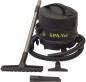 Preview: The image shows a black, round vacuum cleaner labeled "EPA-Vac". It includes a flexible hose and two attachments for different surfaces, all compactly arranged.