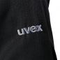 Preview: Auf dem Bild ist ein schwarzes Stoffstück zu sehen, auf dem das Logo "uvex" in hellgrauer, gestickter Schrift zu erkennen ist. Der Schriftzug ist gut lesbar und deutlich gestaltet.