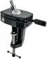 Preview: The image shows a black, metal clamp with a spherical mount on top and a lever for adjustment. Below, there is a screw that provides stability.