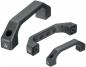 Preview: The image shows three black handles in different sizes and shapes. They are made of sturdy material and each has a bracket at one end.
