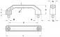 Preview: The image shows a technical drawing of a handle. It has a curved shape, with bolts for attachment. Dimensions such as height, width, and diameter are indicated.