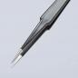 Preview: The image shows a pointed, black tweezer. It has narrow, sharp ends and a slim, straight shape that is well-suited for grasping small objects.
