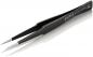 Preview: The image displays a black stainless steel tweezer. It has pointed tips and a smooth surface. On one of the sides, the inscription "KNIPEX" along with the model number is present.