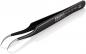Preview: The image shows a black stainless steel tweezer with slightly curved tips. It has a smooth surface and the brand "KNIPEX" is engraved on it.