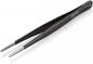Preview: The image shows a black tweezer with two pointed ends. It is slim and has a ridged surface for better grip. The brand "Knipex" is embossed on the side.