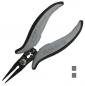 Preview: The image shows a pair of pliers with long, narrow jaws and ergonomic, gray-black handles. It is versatile, ideal for precise tasks. The pliers feature a spring mechanism.