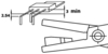 Preview: The image displays a technical drawing. At the top is a component with three pins and dimensions. Below is a pair of pliers depicted grasping the component.