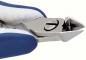 Preview: The image shows a nail clipper with a metallic head and blue, rubberized handles. The blades are sharp and pointed, suitable for cutting nails.