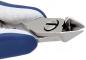 Preview: The image shows a metallic pair of pliers with blue handles. The front part has a sharp edge for cutting. It is sturdy and suitable for precise work.