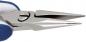 Preview: The image shows a pair of pliers with pointed, metallic jaws. It has a blue handle and a central screw that allows the jaws to open and close.