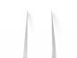Preview: The image shows a straight, sharply pointed metal tweezer. It has long, narrow gripping surfaces and is slightly shiny, placed on a light background.