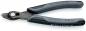 Preview: In the image, there is a pair of pliers visible. It has a black head with a sharp edge and ergonomic handles in gray and black. The handles are engraved with instructions.