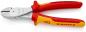 Preview: The image displays a combination of pliers with metallic blades and red, non-slip handles that feature yellow accents. They are suitable for electricians and insulated up to 1000 V.