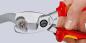 Preview: The image shows a hand holding a pair of pliers. The pliers have red and yellow handles and a silver stripping surface with a special hole pattern for cutting wire.