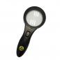 Preview: The image shows a black magnifying glass with a round lens and an ergonomic handle. There is a switch on the front to turn on the light.