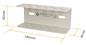 Preview: The image shows a white metal holder. It has a rectangular shape with two horizontal levels and side holes. The dimensions are 125 mm long, 50 mm high, and 40 mm deep.