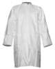 Preview: The image shows a long, white coat with long sleeves. The coat features a simple collar and is made from lightweight material, ideal for hygienic or medical purposes.