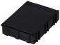 Preview: The image shows a black, rectangular plastic box. It has a smooth top and is slightly ribbed on the sides. The corners are rounded, and the box is sturdy and compact.