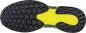 Preview: The image shows the sole of a sports shoe. It has a black, rubberized surface with a textured pattern and yellow, smooth areas. The shape is ergonomic and slightly curved.