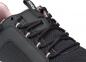 Preview: The image shows a black sports shoe with a striped texture. The laces are black, with a delicate pink insole. The shoe has a soft, breathable surface.