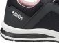 Preview: The image shows a sporty shoe in black with a padded, pink lining. The sole is white with a darker, textured underside. A logo is visible on the side.