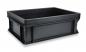Preview: The image shows a rectangular, flat box made of black plastic. It has sturdy walls and an open top. The corners are slightly rounded.