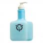 Preview: The image shows a blue bottle with a white pump. On the front, there is a black logo with the letters "L.C." and a symbolic image resembling a target.