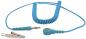 Preview: The image shows a blue, spiral cable with a jack plug at one end and an alligator clip at the other end. The cable is flexible and serves as an electrical connection.