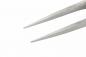Preview: The image shows the tip of a pair of scissors or pliers. The blades are narrow and taper to a point, made of shiny metal. The background is plain and white.