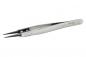 Preview: This is a fine, pointed tweezer made of silver metal. It features a non-slip grip with fine grooves and two narrow, long tips for grasping small objects.