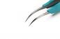 Preview: The image shows a pointed, curved pair of pliers with two metallic blades. The handle is turquoise and provides grip. The blades are shiny and have a sharp shape.