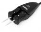 Preview: The image shows a black electric plug with two metal pins. The plug has a serrated surface for better grip and a cable that extends from it.