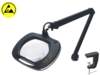 Preview: The image shows a black, ergonomically designed magnifying glass with a large, round glass element. It has a long, flexible arm for adjusting the position and a clamping area for attachment.