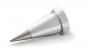 Preview: The image shows a conical metal object with a pointed, sharply tapering tip and a wider, round base. It is silvery and shiny. The object is lying at an angle on a white surface.