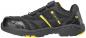 Preview: The shoe is black with yellow accents. It has a reinforced toe cap and elastic laces. The sole is grippy and provides good traction. Ideal for work or leisure.