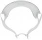 Preview: The image shows a transparent, semi-circular protective visor mask. It has a flexible, white mounting strap that is worn around the head to protect the face.
