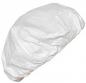 Preview: The image shows a white, plastic headgear often worn in kitchens. It is lightweight and has a wavy surface, similar to a shower cap.