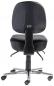 Preview: The image shows a black office chair with a padded seat. It has a high backrest, adjustable height, and casters on the bottom for easy movement.