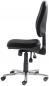 Preview: The image shows a black office chair with a padded seat and a high backrest. It has a chrome-colored base with casters and adjustable levers.
