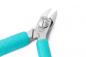 Preview: The image shows a silver pliers with pointed, sharp-edged blades and turquoise handles. It has a central, round screw for adjustment. It is suitable for fine work.